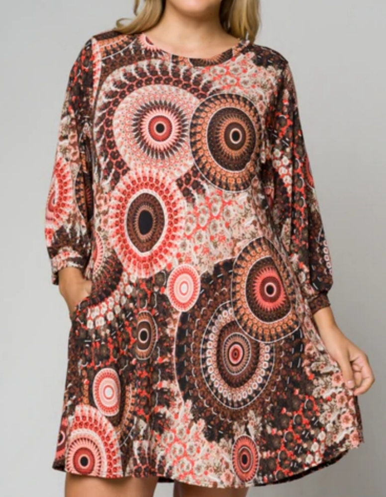 Plus Size Swing Dress with Pockets - Picture 1 of 5